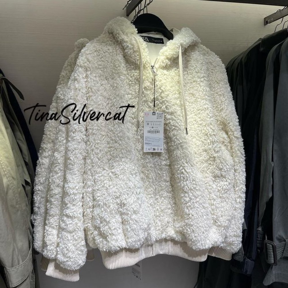 BLOGGER'S FAVE! Zara Hooded Teddy Coat NWT - Picture 1 of 12